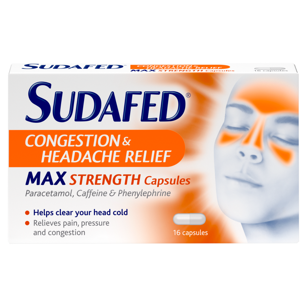 Sudafed Congestion and Headache Relief Max Strength - 16 Capsules