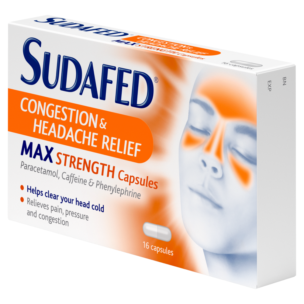 Sudafed Congestion and Headache Relief Max Strength - 16 Capsules