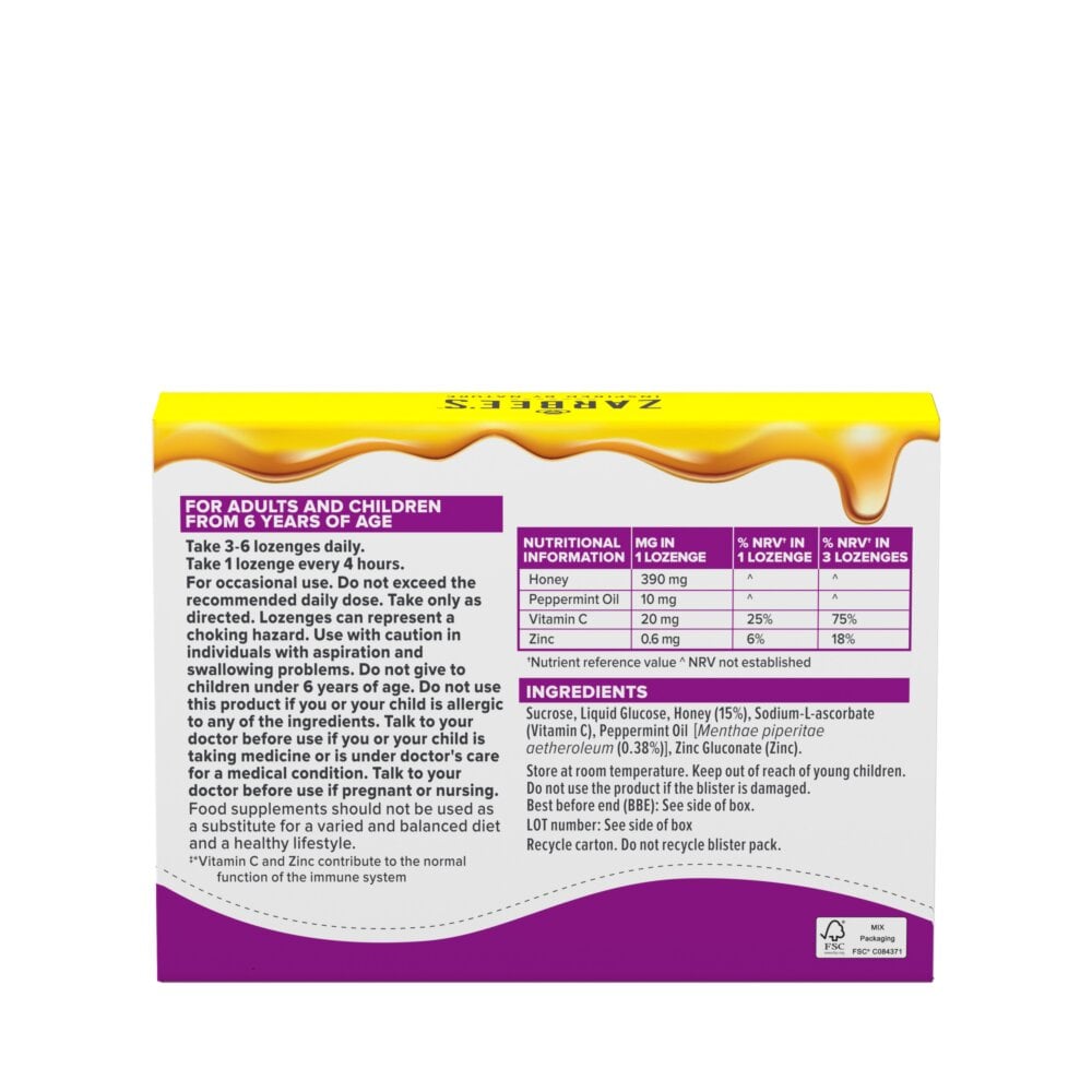 Zarbee's Cooling Throat & Immune Support Lozenge - 24 Lozenges