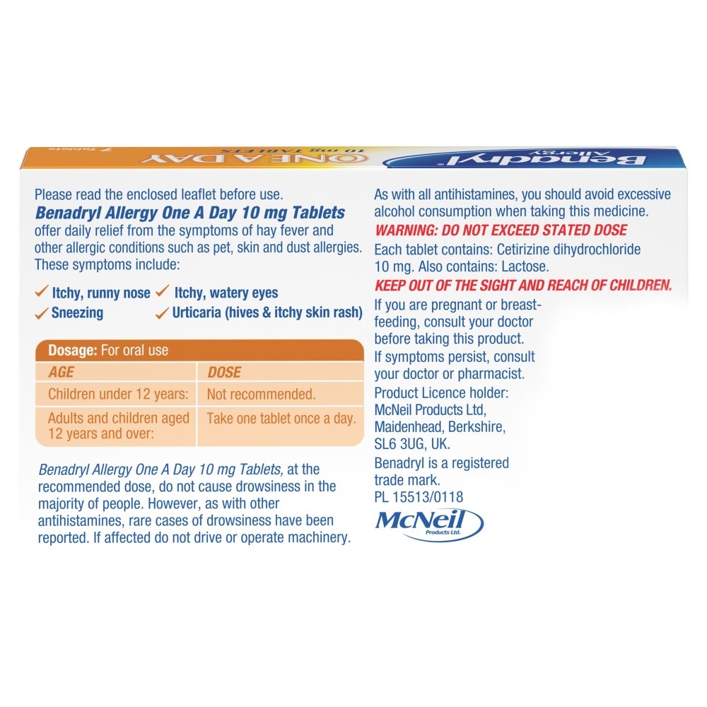 Benadryl Allergy 10mg One a Day Tablets - 7 Tablets