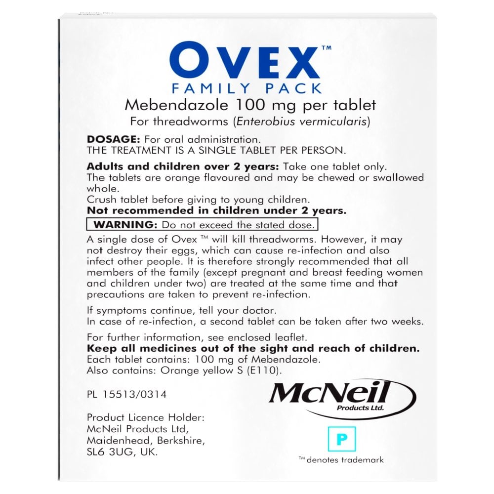 Ovex Family Pack - 4 Threadworm Treatment Tablets