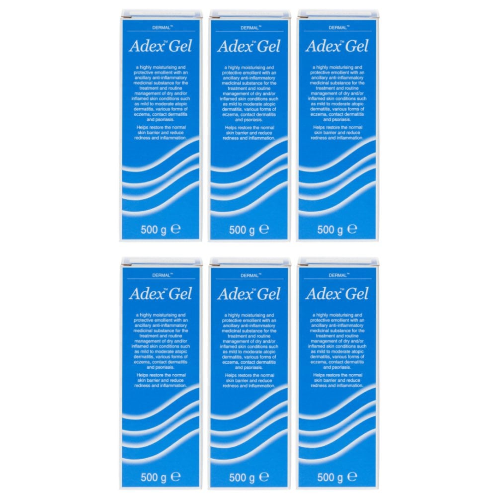 Adex Gel Moisturising Emollient For Dry Skin - 500g - 6 Packs