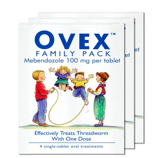 Ovex Family Pack - 4 Threadworm Treatment Tablets - 3 Packs
