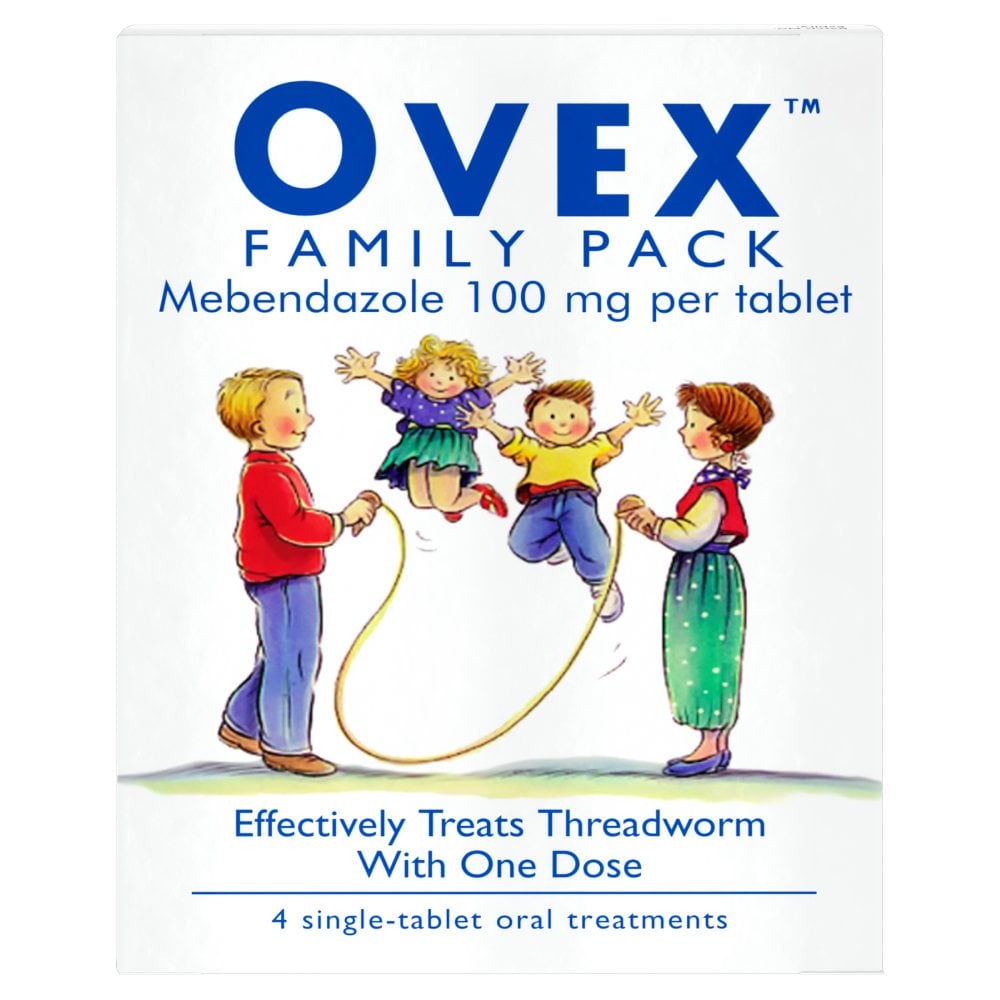 Ovex Family Pack - 4 Threadworm Treatment Tablets - 3 Packs