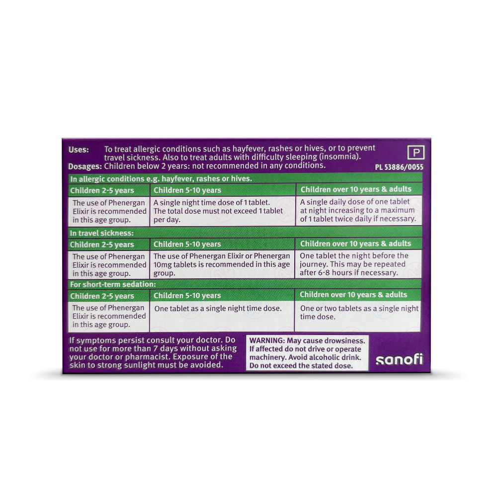 Phenergan 25mg (Promethazine Hydrochloride) - 56 Tablets