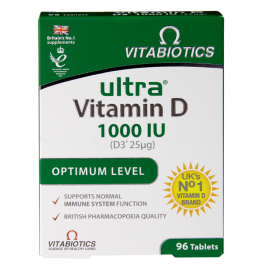 Vitabiotics Ultra Vitamin D3 Optimum Level - 1000IU (25mcg) 96 Tablets product image - Fusion Pharmacy UK
