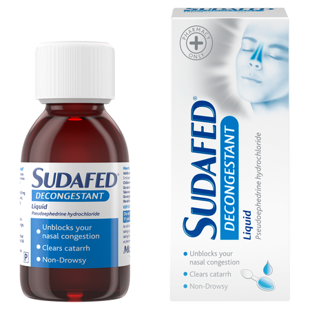 Sudafed Decongestant Liquid - 100ml product image - Fusion Pharmacy UK