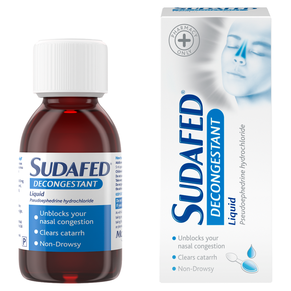 Sudafed Decongestant Liquid - 100ml product image - Fusion Pharmacy UK