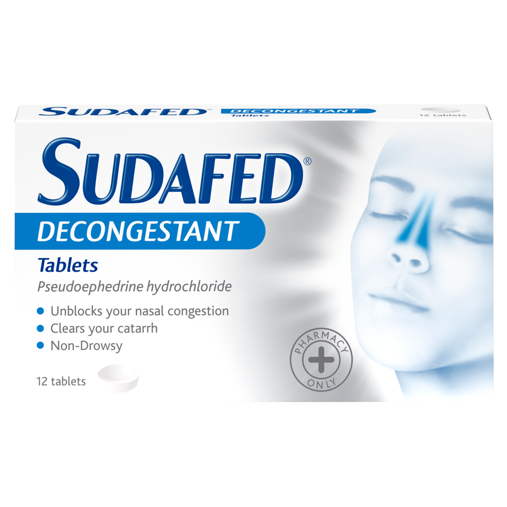 Sudafed Decongestant Non Drowsy - 12 Tablets product image - Fusion Pharmacy UK