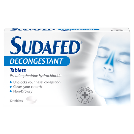 Sudafed Decongestant Non Drowsy - 12 Tablets product image - Fusion Pharmacy UK