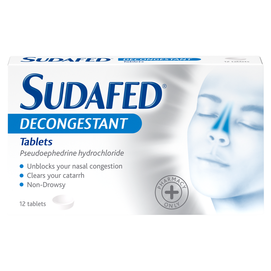 Sudafed Decongestant Non Drowsy - 12 Tablets product image - Fusion Pharmacy UK