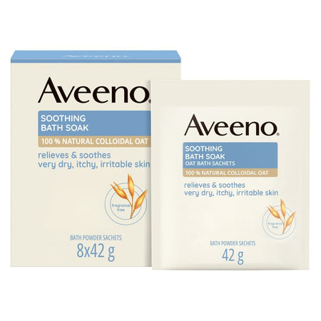 Aveeno Dermexa Soothing Oat Bath Soak Sachets - 42g - 8 Sachets product image - Fusion Pharmacy UK