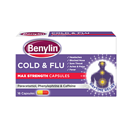 Benylin Cold & Flu Max Strength - 16 Capsules product image - Fusion Pharmacy UK