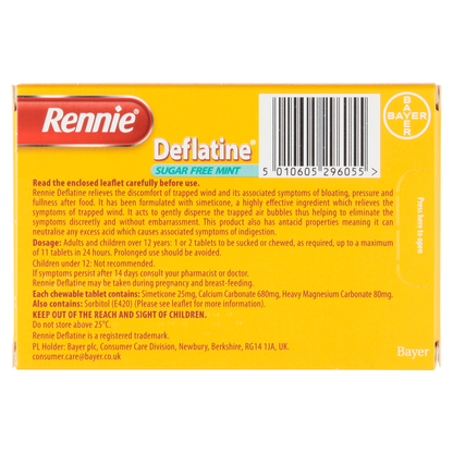 Rennie Deflatine Sugar Free Mint - 36 Tablets