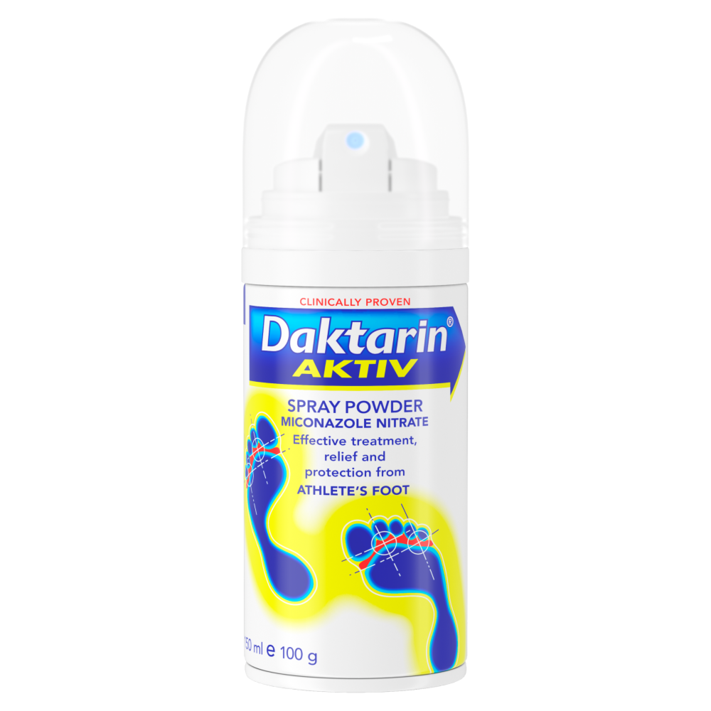 Daktarin Aktiv (Miconazole) Spray Powder for Athletes Foot - 100g product image - Fusion Pharmacy UK