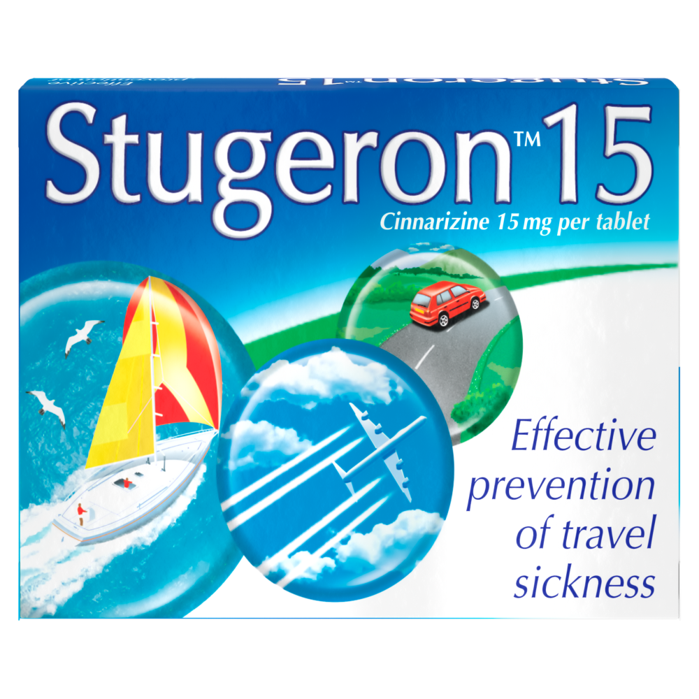 Stugeron 15mg (Cinnarizine) Travel Sickness - 15 Tablets - 4 Packs