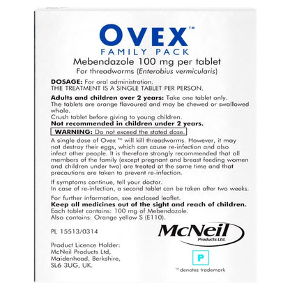 Ovex Family Pack - 4 Threadworm Treatment Tablets