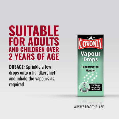 Covonia Vapour Drops Peppermint Oil & Menthol - 15ml