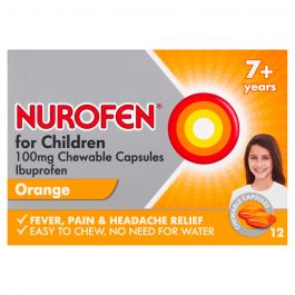Nurofen for Children Orange Chewable Capsules - 12 Pack product image - Fusion Pharmacy UK
