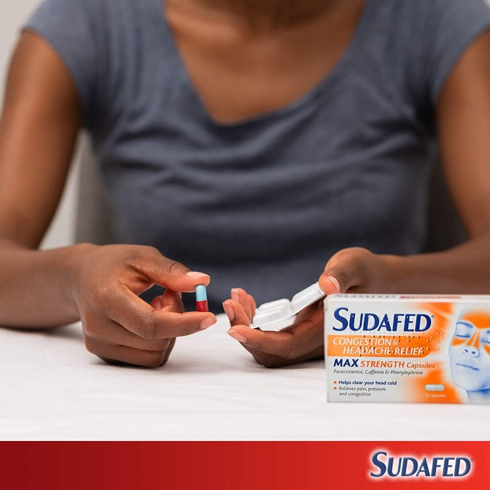 Sudafed Congestion and Headache Relief Max Strength - 16 Capsules