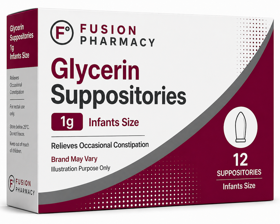 Glycerin 1g For Infants - 12 Suppositories product image - Fusion Pharmacy UK