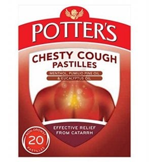 Potters Chesty Cough & Catarrh - 20 Pastilles product image - Fusion Pharmacy UK