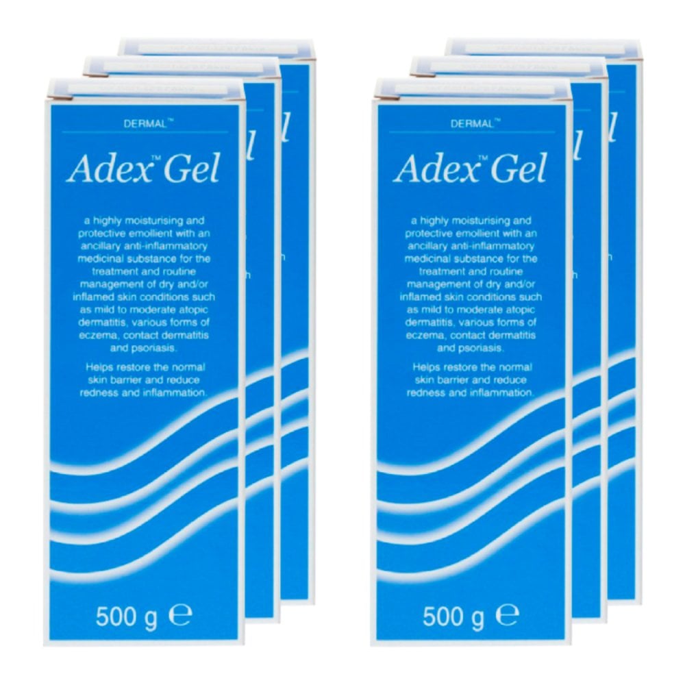 Adex Gel Moisturising Emollient For Dry Skin - 500g - 6 Packs product image - Fusion Pharmacy UK