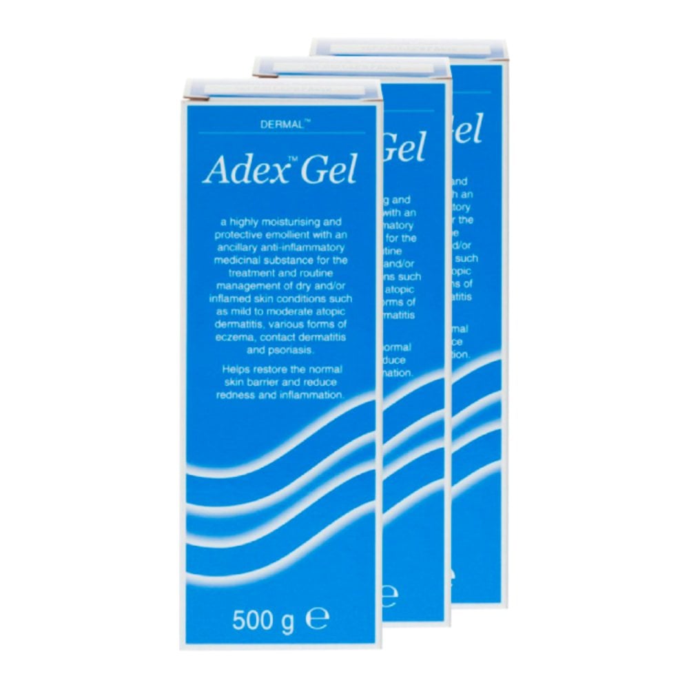 Adex Gel Moisturising Emollient For Dry Skin - 500g - 3 Packs product image - Fusion Pharmacy UK