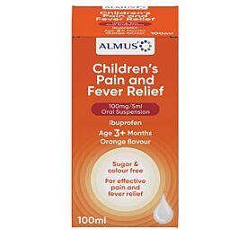 Almus Children’s Ibuprofen Pain and Fever Relief 100mg/5ml - 100ml Oral Suspension product image - Fusion Pharmacy UK