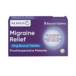 Almus Migraine Relief Buccal 3mg - 8 Tablets product image - Fusion Pharmacy UK
