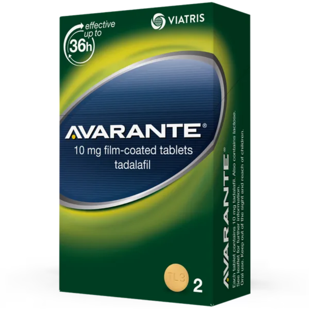 Avarante 10mg Tadalafil - 2 Tablets product image - Fusion Pharmacy UK