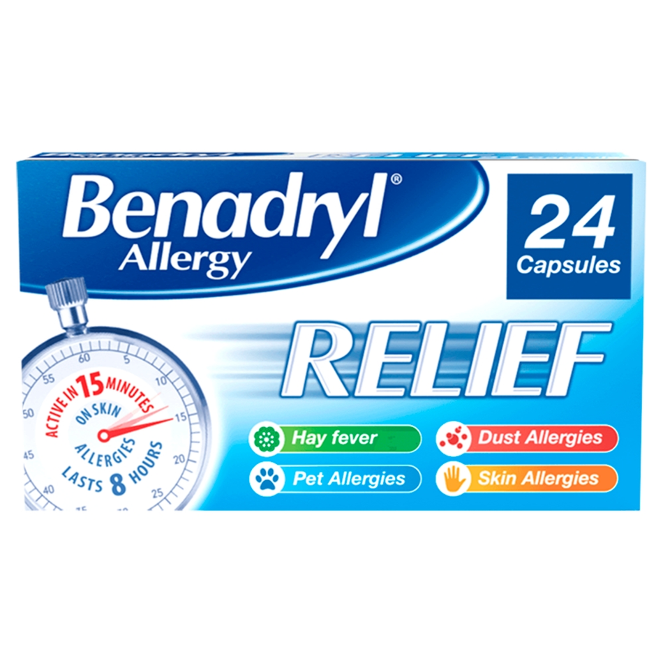 Benadryl Allergy Relief - 24 Capsules product image - Fusion Pharmacy UK