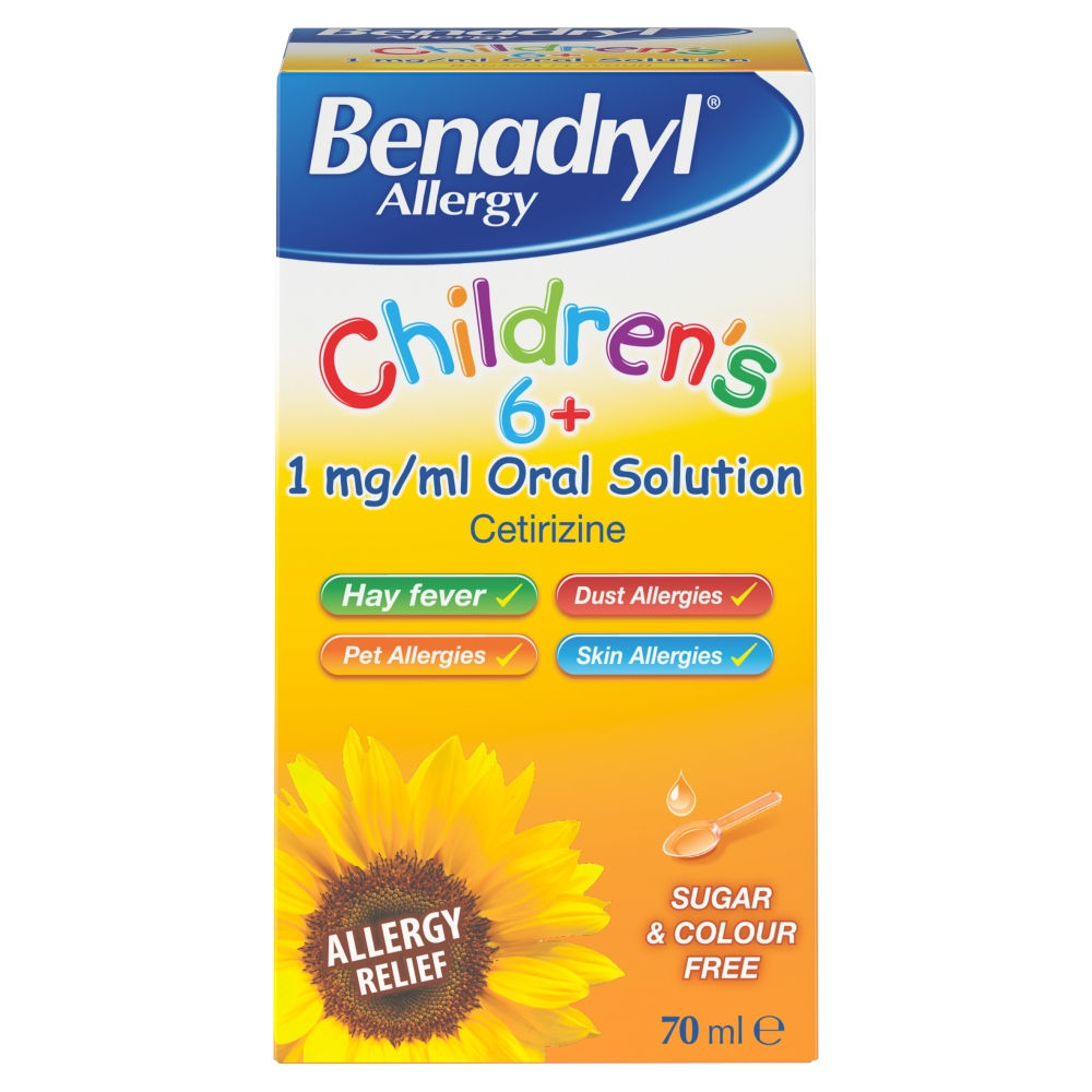Benadryl Allergy Childrens 1mg/ml Oral Solution - 70ml product image - Fusion Pharmacy UK