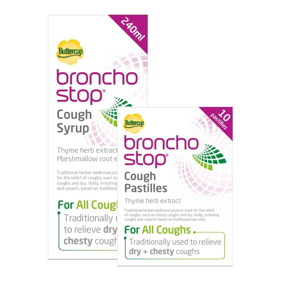 BronchoStop Cough - Syrup 240ml + 10 Pastilles product image - Fusion Pharmacy UK