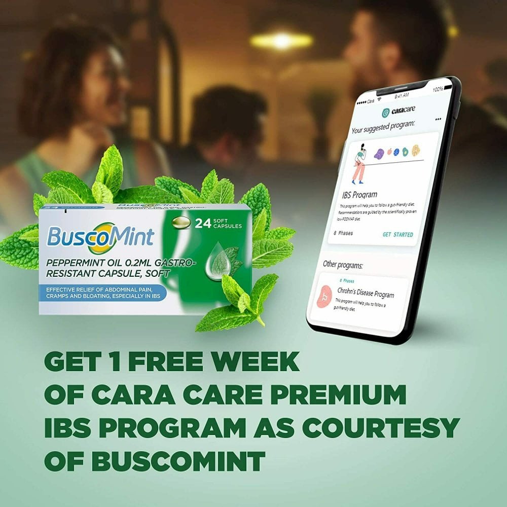 Buscomint Peppermint Oil 0.2ml Gastro-Resistant Soft - 24 Capsules