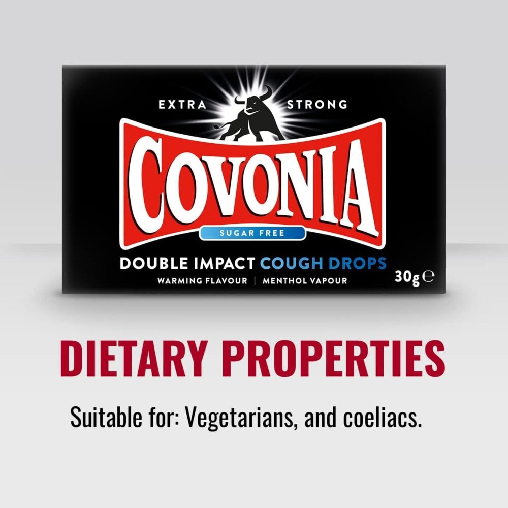 Covonia Double Impact Cough Drops Sugar Free - 30g