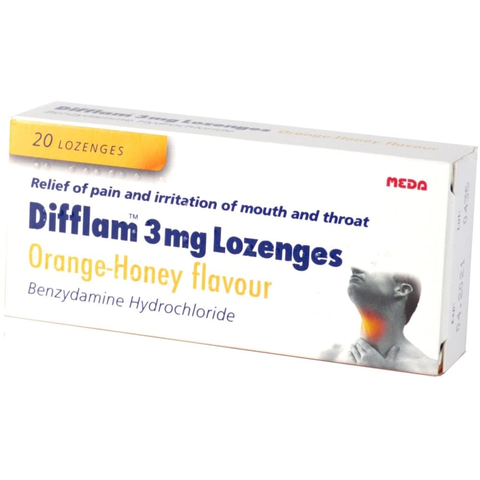 Difflam Orange & Honey 3mg - 20 Lozenges product image - Fusion Pharmacy UK