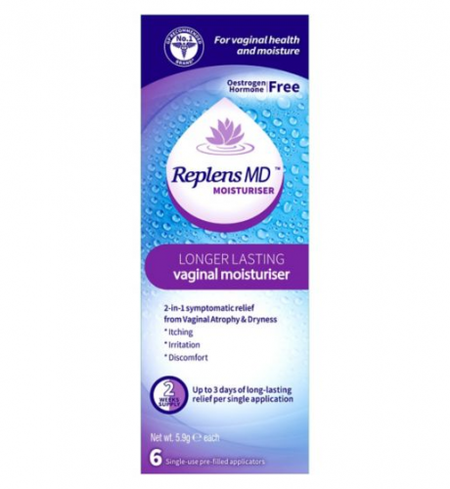 Replens MD Longer Lasting Vaginal Moisturiser 5.9g - 6 Applicators product image - Fusion Pharmacy UK
