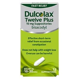 Dulcolax Twelve Plus Suppositories 10mg - 12 Pack product image - Fusion Pharmacy UK
