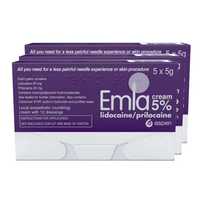 EMLA Cream 5% - 5 x 5g - With 12 Dressings - 3 Packs