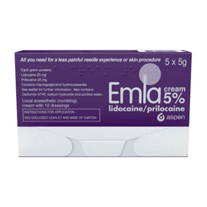 EMLA Cream 5% - 5 x 5g - With 12 Dressings