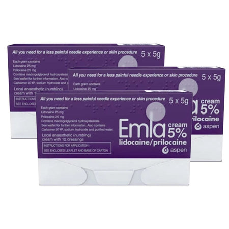 EMLA Cream 5% - 5 x 5g - With 12 Dressings - 3 Packs product image - Fusion Pharmacy UK