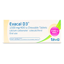 Evacal D3 1500mg Chewable - 112 Tablets product image - Fusion Pharmacy UK