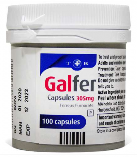 Galfer Ferrous Fumarate 305mg - 100 Capsules product image - Fusion Pharmacy UK