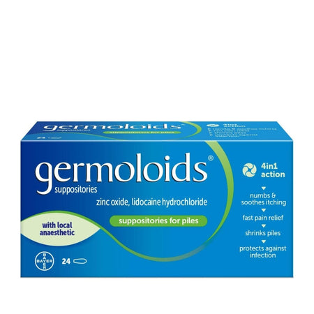 Germoloids - 24 Suppositories product image - Fusion Pharmacy UK