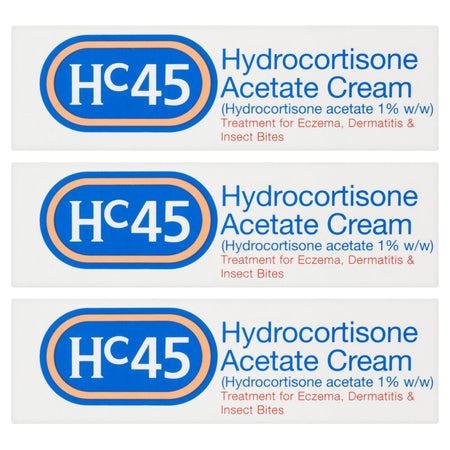 HC45 Hydrocortisone 1% w/w Acetate Cream - 15g - 3 Packs