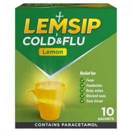 Lemsip Cold & Flu Lemon - 10 Sachets product image - Fusion Pharmacy UK