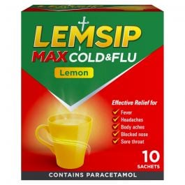 Lemsip Max Cold & Flu Lemon - 10 Sachets product image - Fusion Pharmacy UK