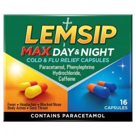 Lemsip Max Cold & Flu Day & Night - 16 Capsules product image - Fusion Pharmacy UK