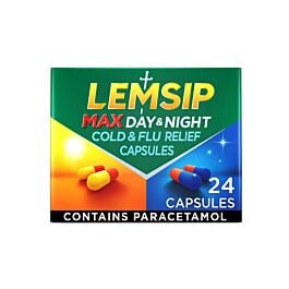 Lemsip Max Day & Night Cold & Flu Relief - 24 Capsules product image - Fusion Pharmacy UK